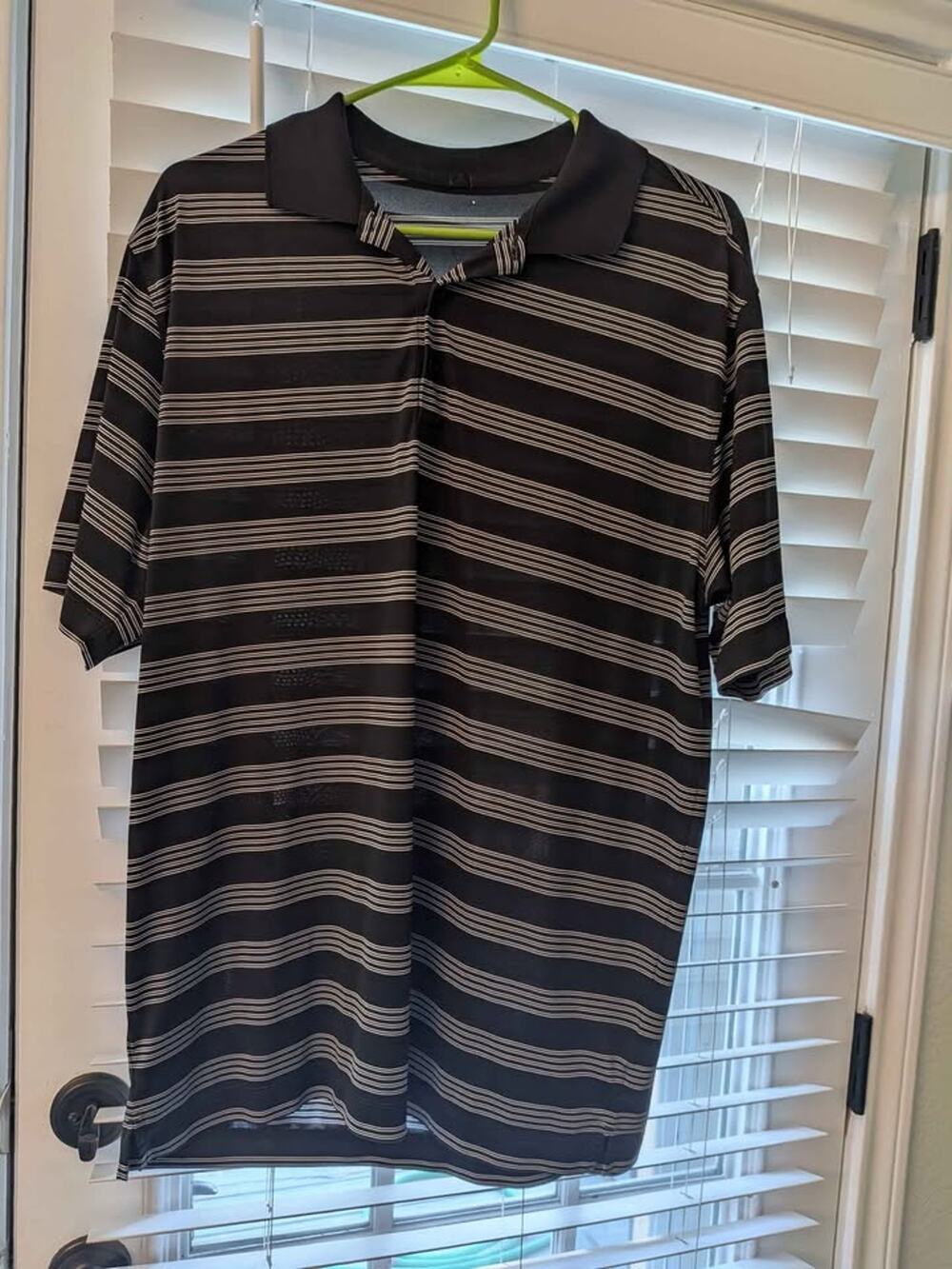 Nike Golf Tour Performance Dri-Fit Black White Striped Polo Shirt